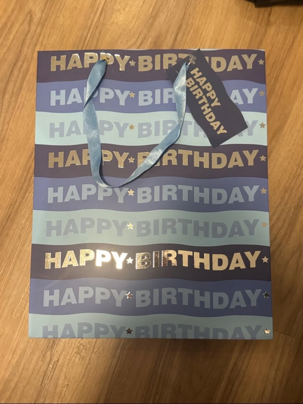 Hallmark Birthday Gift Bag & Gold-Accent Tissue Paper - Blue, White & Gold